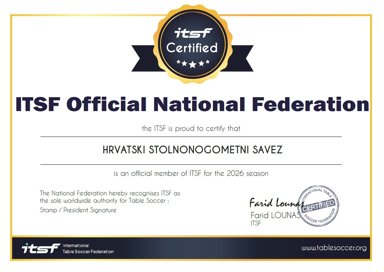 Hrvatska nastavlja članstvo u ITSFu i u 2026